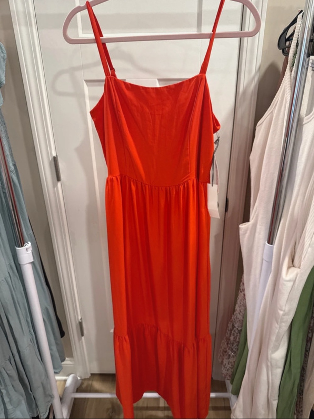 NWT! nine britton Red/Orange Spaghetti Strap Maxi Dress